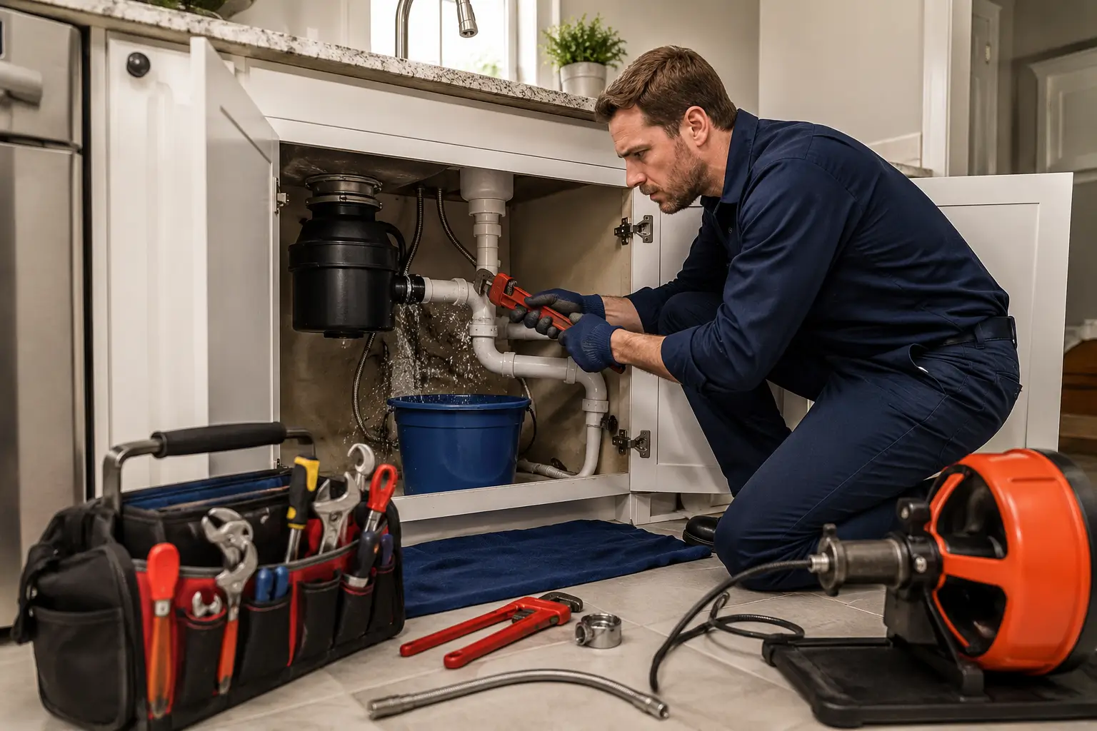 Professional plumbing technician