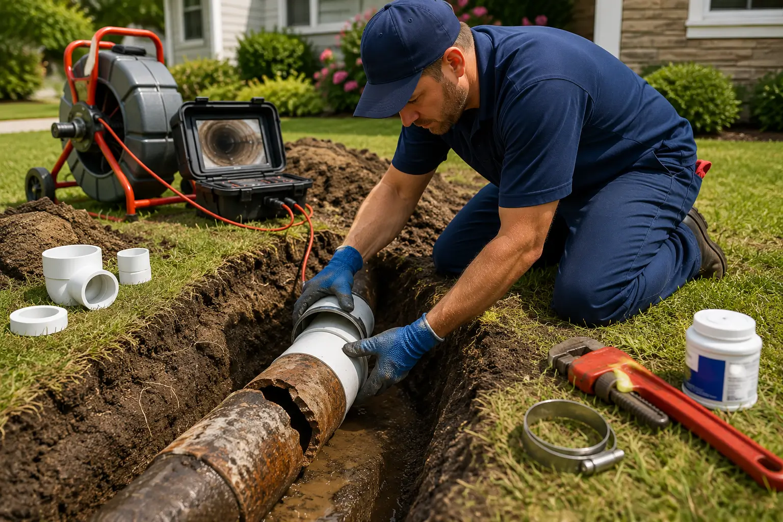 Professional sewer repair