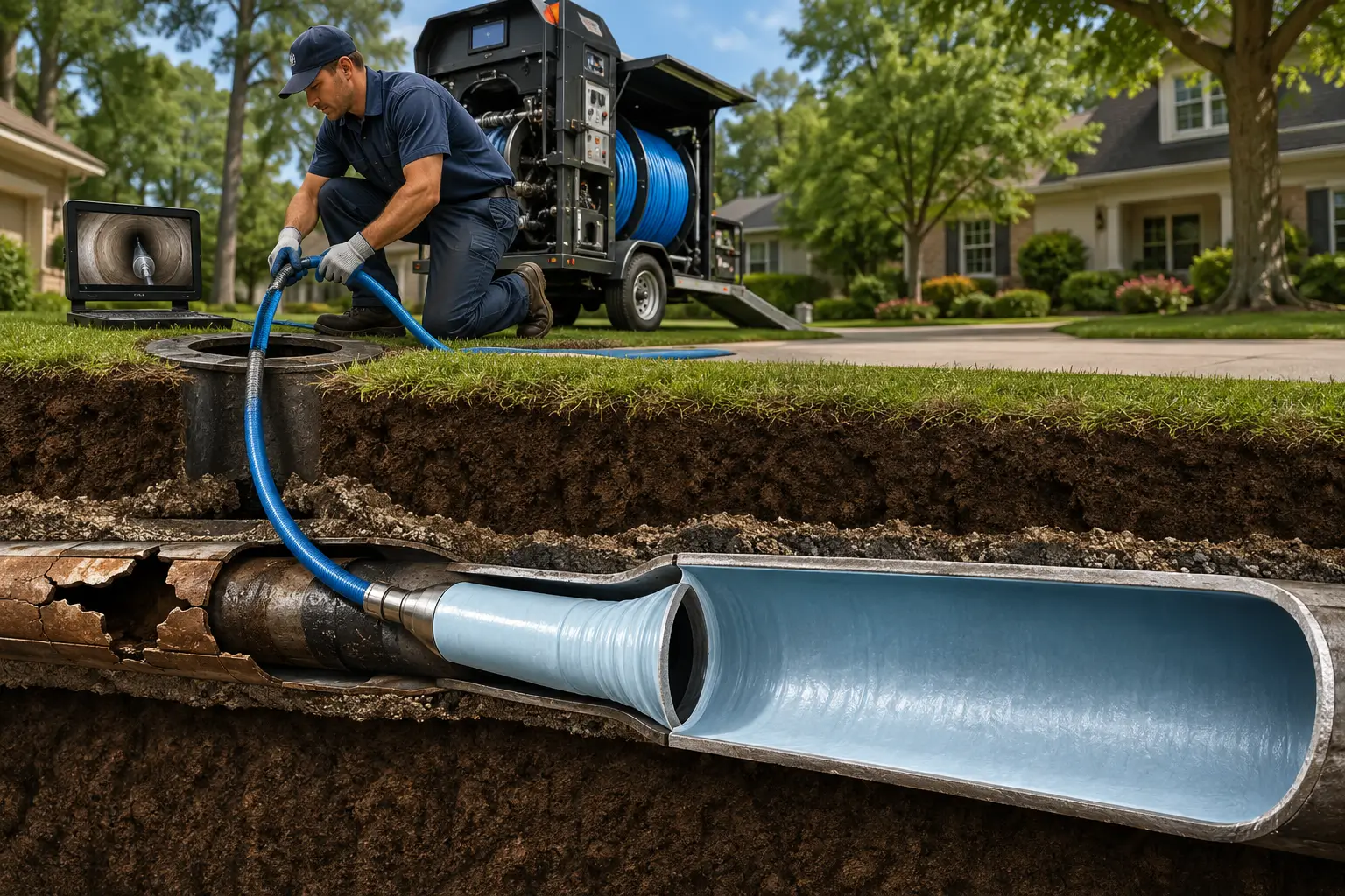 Professional trenchless sewer repair